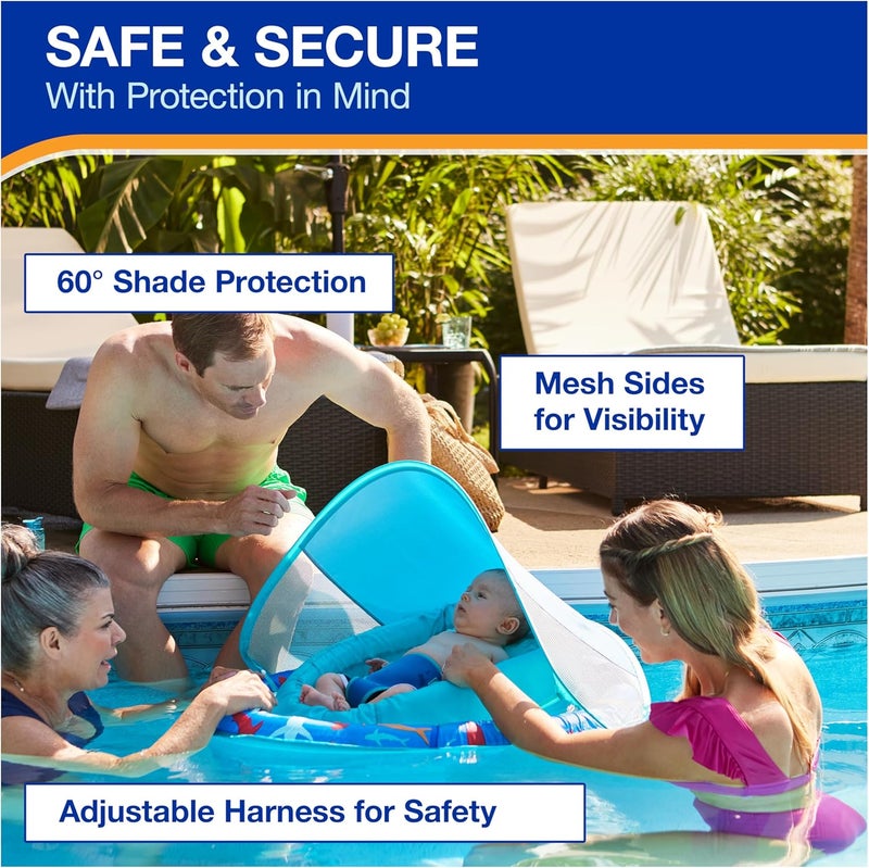SwimWays Infant Spring Float, Baby Pool Float with Canopy & UPF Protection, Swimming Pool Accessories for Kids 3-9 Months, Shark - Image 4